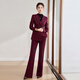 BAFEIYA西裝套裝女秋冬厚款闊腿褲高級感工作服時(shí)尚保暖職業(yè)裝主持人教師 安哥拉紅西裝+喇叭褲 M