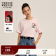 Teenie Weenie小熊短袖T恤女2025年春夏新款刺繡學(xué)院風(fēng)短袖打底衫上衣 淺粉色 S 160