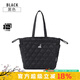 KANGOL大容量充棉托特包秋冬新款菱形格松弛感單肩包包女綿綿購物暖暖包 黑色