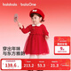 巴拉巴拉童裝女童連衣裙網(wǎng)紗針織公主紅色新年拜年服女童春裙子