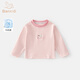 班喜迪【7A抑菌】女童打底衫春裝新款洋氣寶寶翻領(lǐng)上衣春秋兒童長(cháng)袖t恤 粉色 【7A抗菌】 100