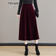 唐謎（TANGMI）高端純色半身裙女春季2026新款A字傘裙女中長(cháng)裙顯瘦垂感大擺裙 872金絲絨料-酒紅色/裙長(cháng)78 XL /29(115-125斤)