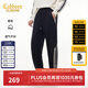 卡賓（CABBEEN）【側邊織帶】卡賓寬松束腳抗皺休閑褲男2025秋季復古風(fēng)拼接運動(dòng)褲 煤黑色01 XL /180/52