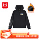 安德瑪（Under Armour）童裝秋冬連帽兒童衛衣保暖休閑運動(dòng)百搭印花衛衣 黑色 150 【尺碼偏小，按正常拍大一碼】