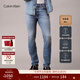Calvin KleinJeans四季款男士美式休閑通勤ck修身顯瘦微彈淺色洗水牛仔褲 XQE-牛仔淺藍 32