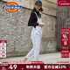 Dickies背帶褲 撞色壓線(xiàn)設計 女式寬松工裝長(cháng)褲 背帶褲女DK008093 白色 XS