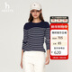 哈吉斯（HAZZYS）女裝條紋學(xué)院休閑長(cháng)袖T恤女ABTSE0BCF05 藏青色NV 160/84A38