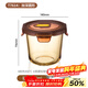 泰福高（TAFUCO）保鮮盒高硼硅玻璃微波飯盒便攜家用冷藏700ml加深圓形棕色T7614