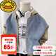 G.duck男童春秋牛仔外套2025新款韓版兒童連帽拉鏈衫休閑上衣兒童痞帥潮 男童拼接牛仔外套 [春秋款] 120 建議身高110厘米