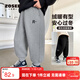 左西男童加絨褲子運動(dòng)褲2025秋冬新款兒童中大童束腳長(cháng)褲 灰色 140