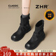 ZHR堆堆短靴女2025新款厚底雪地靴美拉德褲管馬丁靴女KN191A黑色38