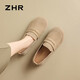 ZHR則則勃肯鞋女2026春季新款女鞋平底樂(lè )福鞋女通勤絨面單鞋女LR19杏色37
