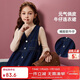 ASK JUNIOR女童連衣裙秋兒童無(wú)袖百搭牛仔裙開(kāi)衫背心長(cháng)裙連衣裙 藍色 170 