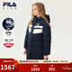 FILA斐樂(lè )兒童童裝羽絨服2025年冬季新款女中大童休閑寬松長(cháng)款外套 夜機藍-NV 160