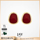 Jay復古酒紅色耳釘喜慶過(guò)年耳飾氣質(zhì)耳環(huán)送女友閨蜜新年禮物