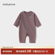 babylove嬰兒連體衣秋冬季哈衣爬服男女寶寶睡衣軟彈竹麗爾保暖抑菌衣服