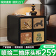 耐禾實(shí)木床頭柜黑色中古風(fēng)貓抓皮臥室簡(jiǎn)約現代靠墻床邊收納柜儲物柜子 黑色【復古彩繪】 長(cháng)50*寬40*高46【四圖】