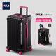 DULA創(chuàng  )新塑框PC行李箱大容量杯架拉桿箱旅行箱密碼箱子潮黑玫24英寸