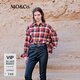 MO&Co.襯衫蘇格蘭紅黑格紋流蘇毛邊切割磨毛棉質(zhì)中性寬松摩安珂 紅黑格色 M 165