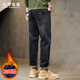 馬克華菲（MARK FAIRWHALE）牛仔褲男冬季潮牌寬松直筒長(cháng)褲子男百搭休閑褲男褲 黑色加絨 33