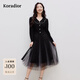 珂萊蒂爾2025優(yōu)雅氣質(zhì)修身V領(lǐng)中長(cháng)裙連衣裙女 黑色 XL