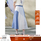 兩三事詩(shī)藤綺夢(mèng) 2025夏季新款小清新格子條紋拼布a字半身裙長(cháng)裙 藍白格 L