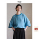 旅途原品ltyp 雙色色織漢麻亞麻文藝小衫極簡(jiǎn)休閑寬松大碼襯衣女春 孔雀藍 M