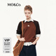 MO&Co.長(cháng)袖T恤2025秋新品棉質(zhì)插肩袖植絨印花圓領(lǐng)寬松MBE3TEET07 啡褐色 XS /155