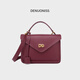 特洛利思（DENUONISS）swift納帕頭層牛皮郵差包女秋冬單肩斜挎包高級感復古女包手提包 酒紅色【納帕頭層牛皮】