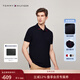 Tommy Hilfiger【撞色翻領(lǐng)】春夏男裝純棉商務(wù)休閑三?？圪N標短袖T恤POLO衫 藏青色FAP XL （推薦：165-180斤）