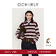 OCHIRLY【季末折扣】澳大利亞100%美麗諾羊毛毛衣女條紋冬尖貨 紅白條 M