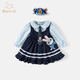 班喜迪女童連衣裙春裝洋氣女寶寶兔子警官公主裙周歲禮服兒童學(xué)院風(fēng)裙子 藍色 100