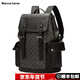Marcue karos雙肩包男皮質(zhì)背包時(shí)尚商務(wù)多功能大容量電腦包出差旅行包青年潮牌 黑色格子印花