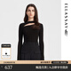 歌力思（ELLASSAY）【博主同款】秋季新款綿羊毛高彈鏤空針織衫女EWB343M01600 經(jīng)典黑 S
