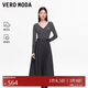 VEROMODA連衣裙2025秋季新款含綿羊毛桑蠶絲拼接可拆腰帶針織裙325346019