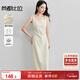 尚都比拉法式高級感連衣裙女秋季赫本風(fēng)長(cháng)款氣質(zhì)A字裙抽褶收腰顯瘦背帶裙