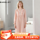 班仕利（Bansley）公主風(fēng)睡裙女士春秋季純棉長(cháng)袖薄款感睡衣大碼家居服四季款裙 U633柔粉 XL 建議125-140斤