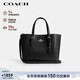蔻馳（COACH）女士鱷魚(yú)紋壓花皮革手提單肩斜挎包黑色CW017新年禮物