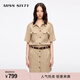 MISS SIXTY2025夏季新款牛仔連衣裙女配腰帶含天絲工裝風(fēng)收腰顯瘦 卡其 L