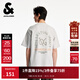 杰克·瓊斯（JACK&JONES）男裝夏季新款字母貼布印花純棉舒適日常簡(jiǎn)約寬松短袖T恤225201260 G01 石灰花灰 M （175）