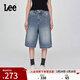 Lee25新品寬松版五袋款設計復古中藍色水洗女牛仔短褲潮流A08037 復古中藍色 26
