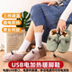 昇南加熱拖鞋充電暖鞋包跟usb暖腳寶發(fā)熱可拆洗防水棉拖鞋保暖家用 紫色香芋【恒溫款】 40-41