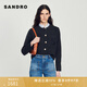 SANDRO線(xiàn)上限定秋冬女裝法式優(yōu)雅灰色可拆卸花邊領(lǐng)S刺繡針織開(kāi)衫 23/碳灰色 S (1)
