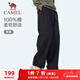 駱駝（CAMEL）純棉直筒長(cháng)褲男簡(jiǎn)約寬松休閑運動(dòng)褲子 C15CK1L4039 幻影黑 XL