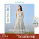 茵曼（INMAN）法式碎花高級感2025夏女新款休閑中長(cháng)吊帶連衣裙子 月藍色吊帶裙 S