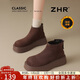 ZHR勃肯鞋女秋冬2025新款復古馬丁靴厚底雪地靴加絨棉鞋洋氣小短靴