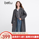 百圖betu女裝冬季新款毛呢外套西裝領(lǐng)綿羊毛氣質(zhì)大衣外套2412X01 深灰 M