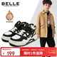 百麗 童鞋冬兒童運動(dòng)鞋男女童加絨休閑鞋中大童軟底板鞋 黑色34碼