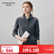 科蒙博卡2025秋冬新款100%羊絨衫女裝半高領(lǐng)開(kāi)衫外套女裝純色針織毛衣上衣 深空灰 M