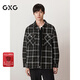 GXG男裝  黑格小香風(fēng)寬松長(cháng)袖襯衫外套男生秋季新品G24X033 黑格 S